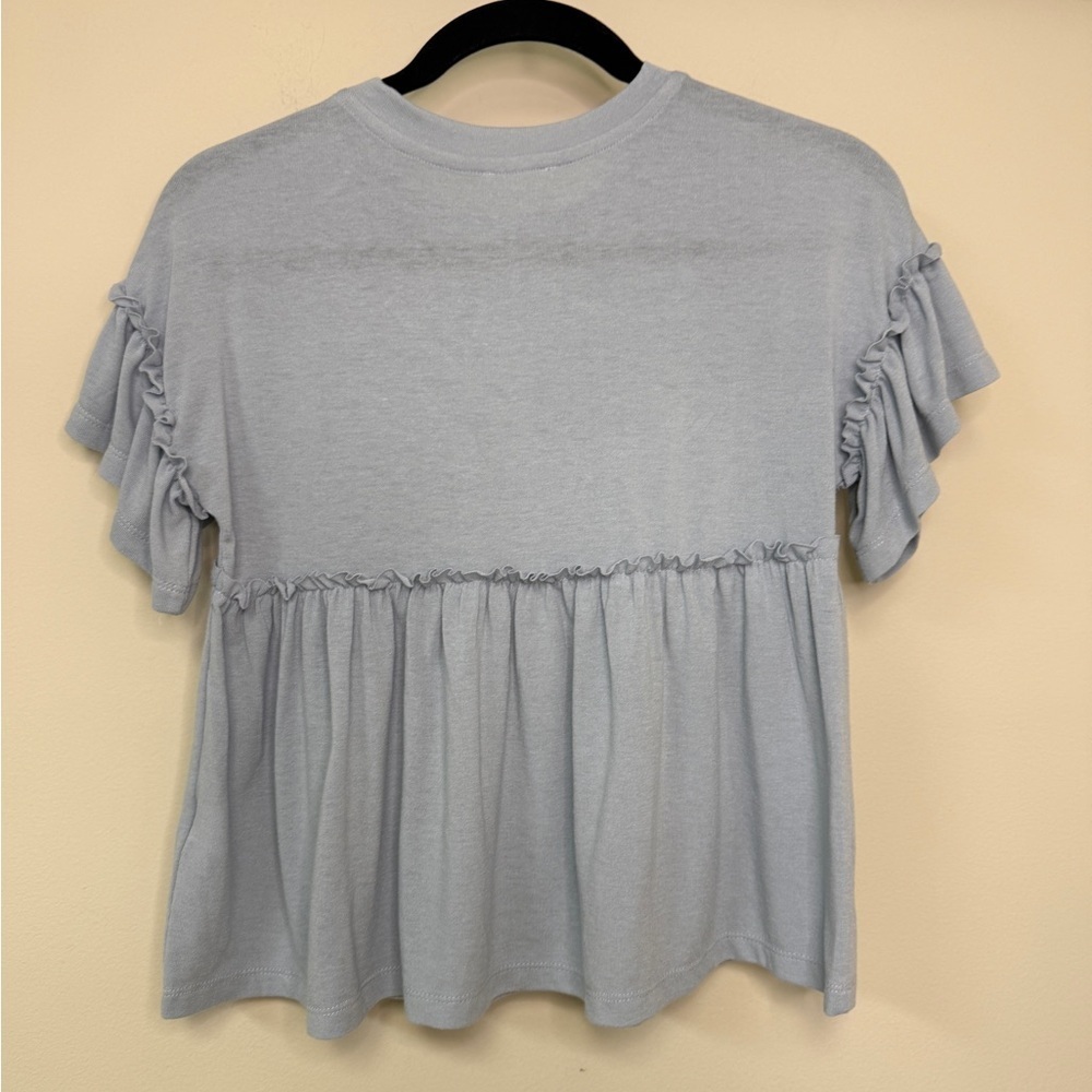 Hayden Girls: Girls Light Blue Ruffle Short Sleeve Top, Size M - Picture 2 of 7